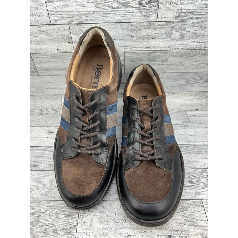 Born Men H48723 Brown Suede Black Leather Lace Up Casual Sneakers‎ Size 10M
